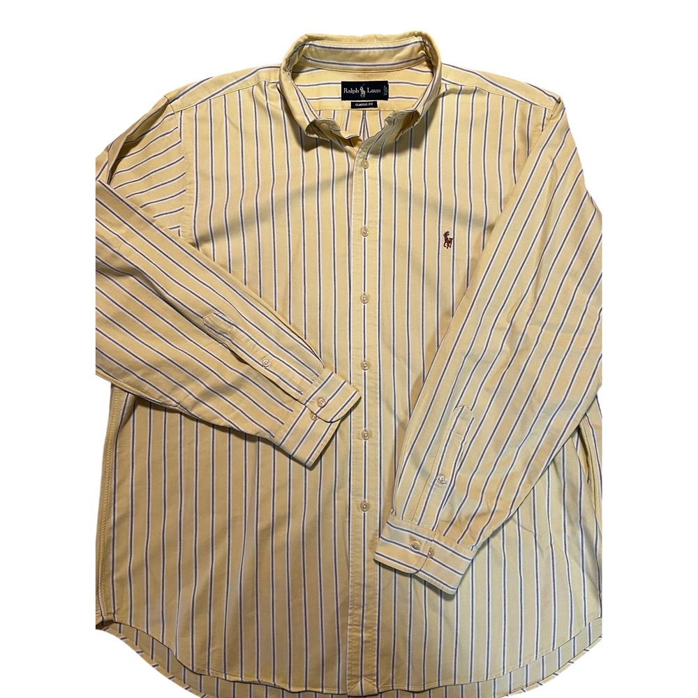 Ralph Lauren Striped Button Down Shirt‎ Classic Fit Long Sleeve 17 1/2